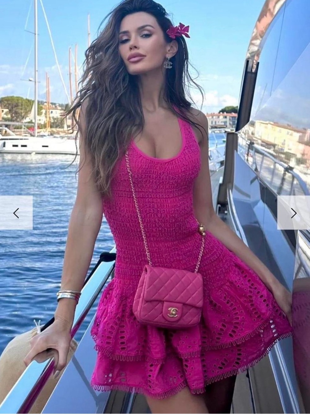 Jessica Bara Vaira Ruffle Mini Dress Hot Pink NWOT Size Small